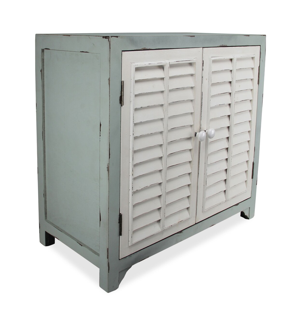 Contemporary Home Living 27.75" Blue and White Rustic Finish Storage Cabinet